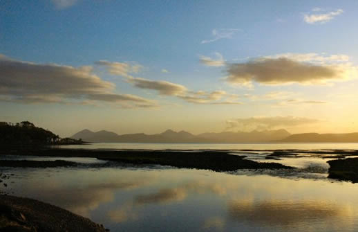 View from Applecross Bay towards the Cuillin Hills on Skye