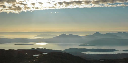 The view towards Skye and Raasay from the top of the Bealach na Ba