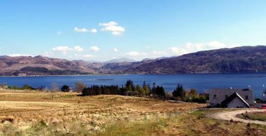 Loch Dubh Bed and Breakfast with commanding views looking south across Loch Carron towards Attadale